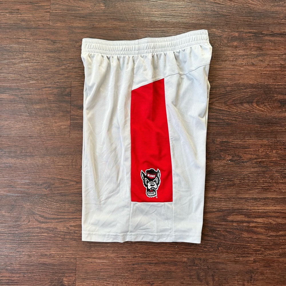 NC State adidas Gray and Red Men's Basketball Shorts